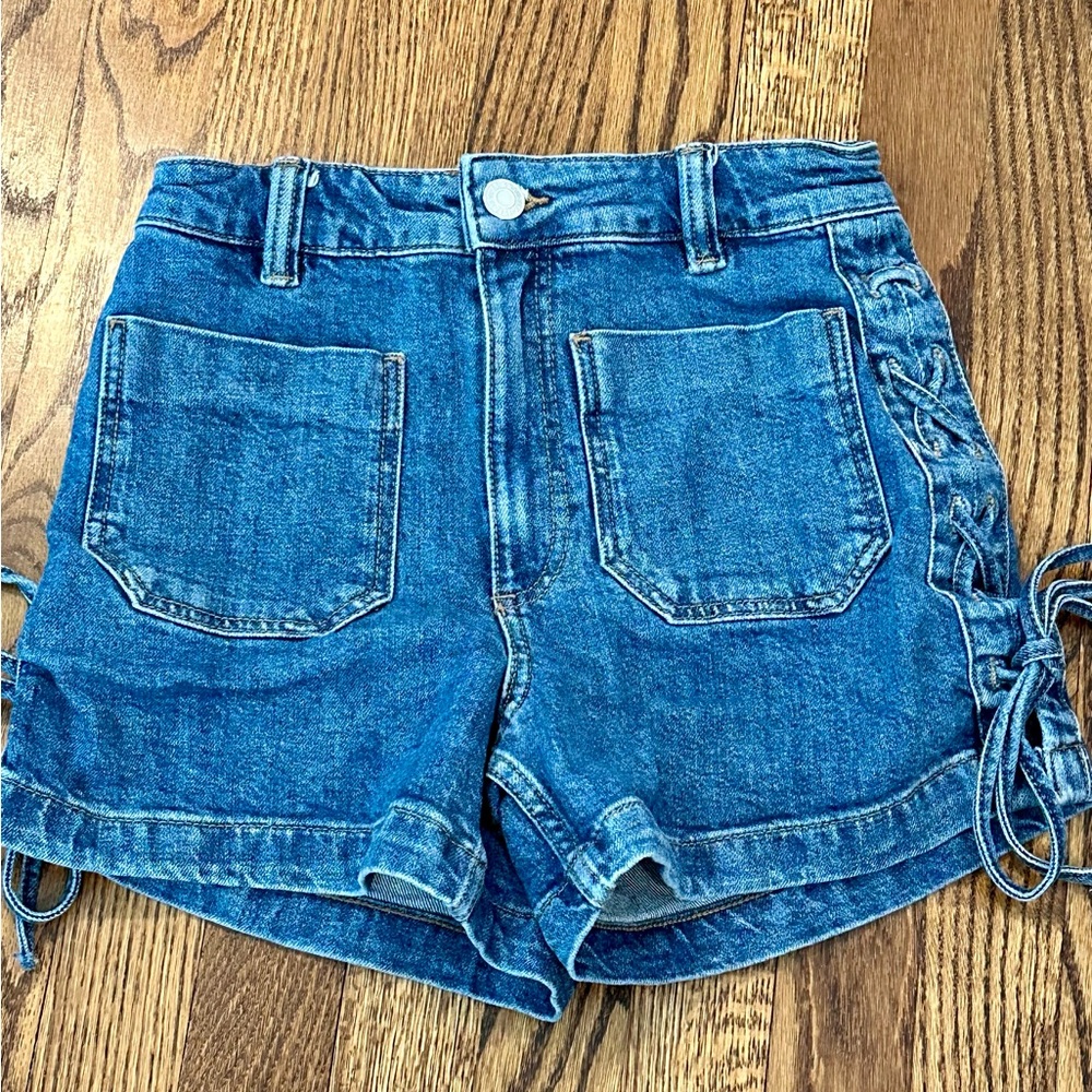 H&M Blue Jean Shorts with Lace-Up Sides